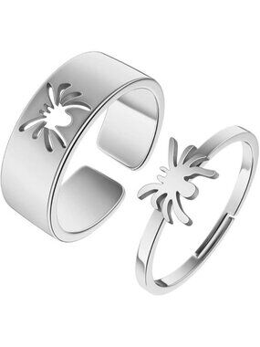Spider-s 2Pcs Matching Cute Animals Promise Engagement Ring